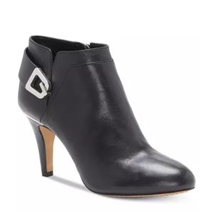 Vince Camuto Black Ankle Boots with Silver Buckle